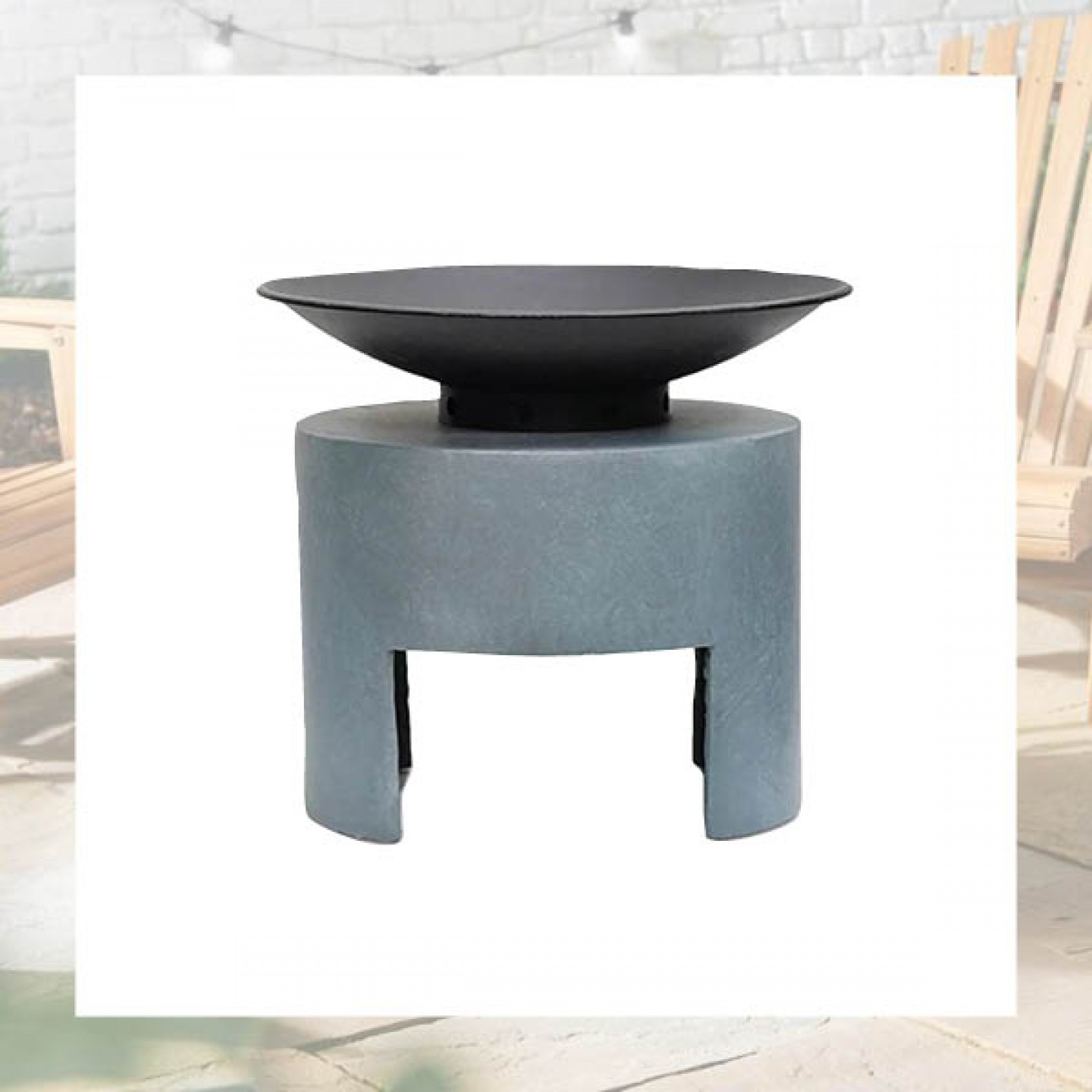 Console steel fire pit and bowl