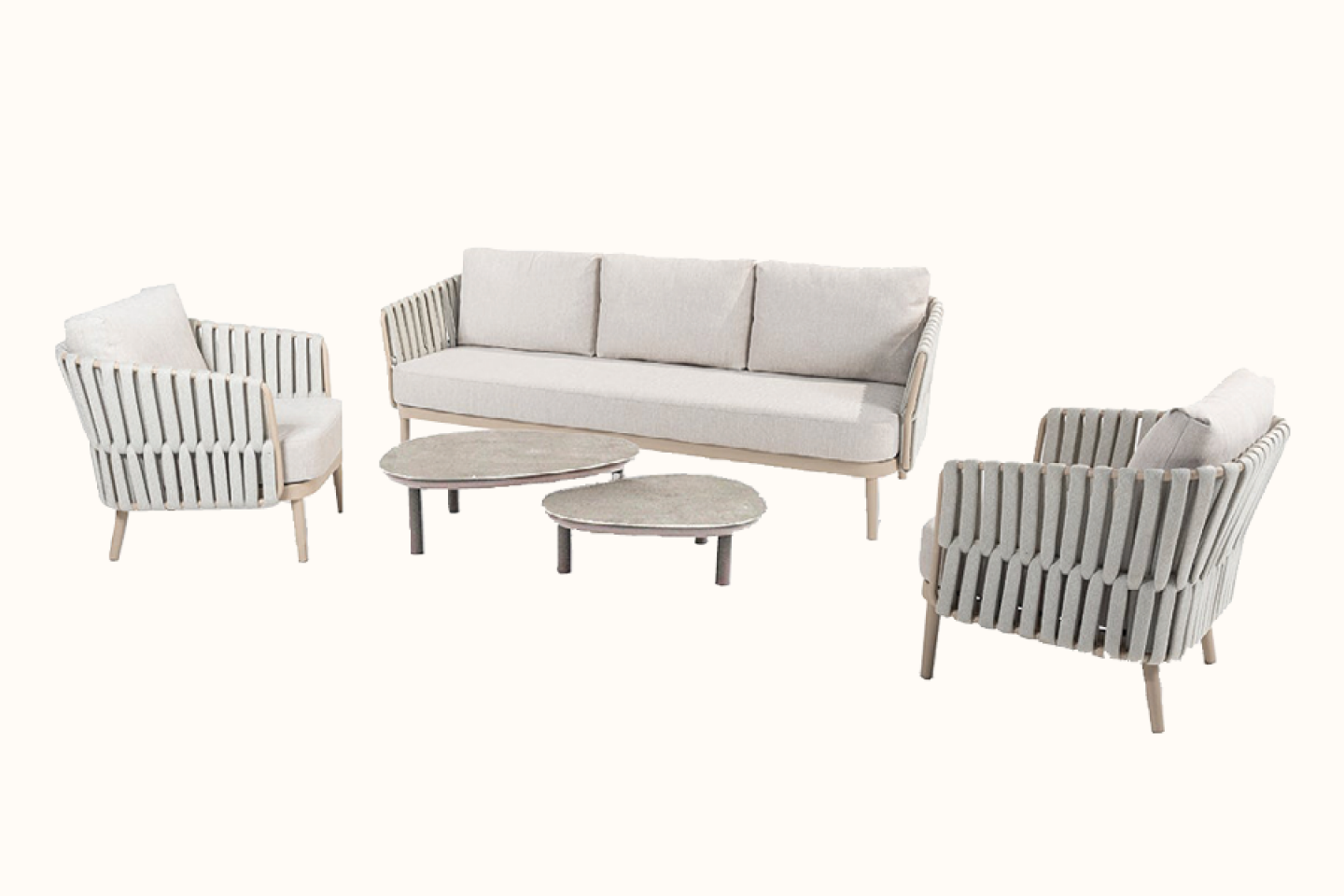 Eva outdoor five-seater lounge set with Monroe coffee tables