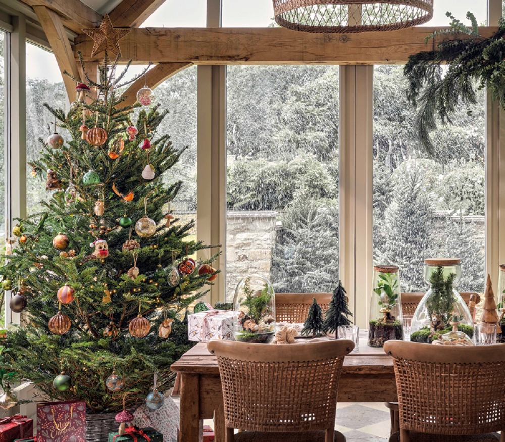 Real Christmas tree decorated