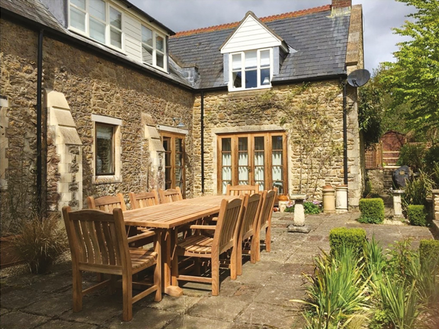 Solid Oak Hardwood Furniture on a patio