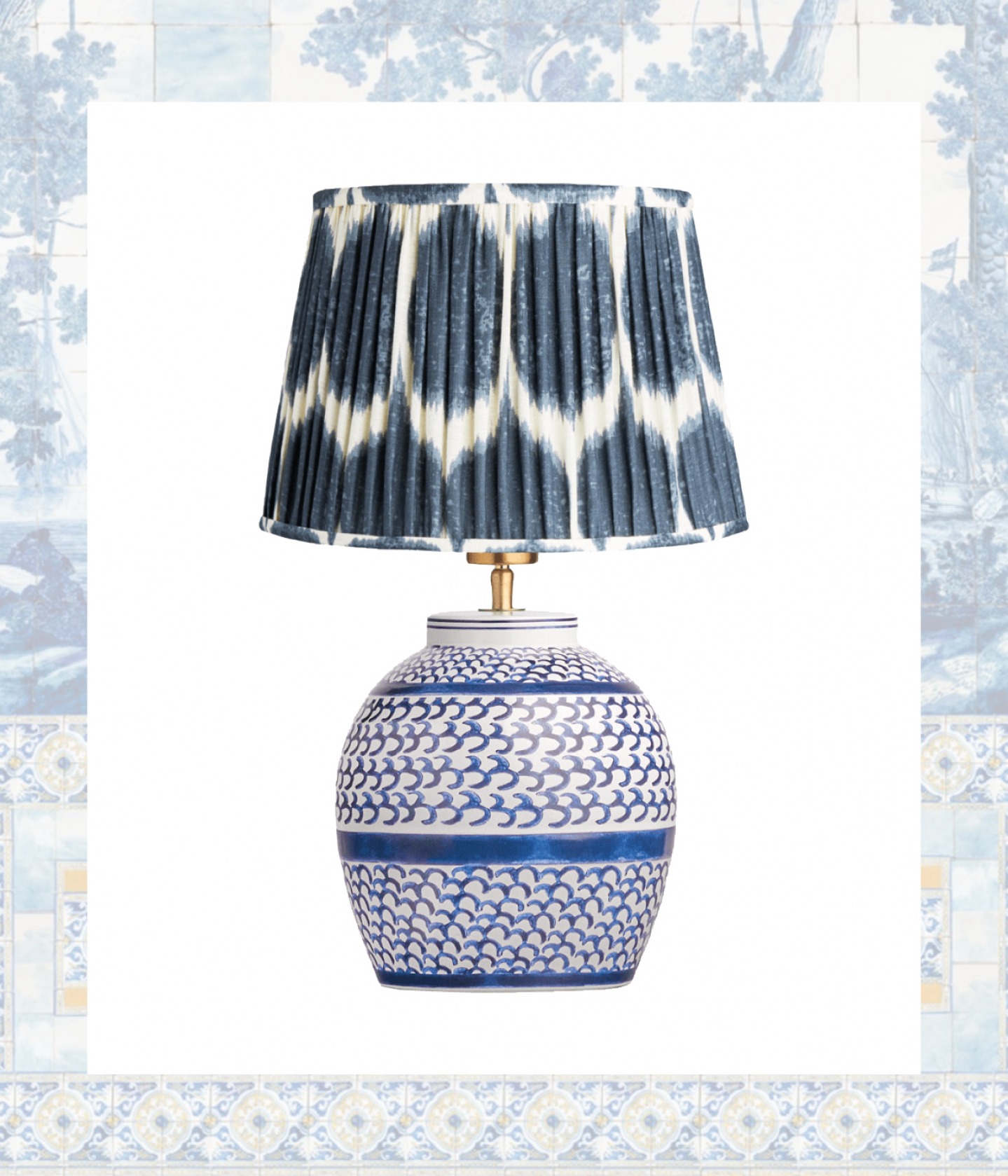 Gulliver table lamp with linen ikat shade