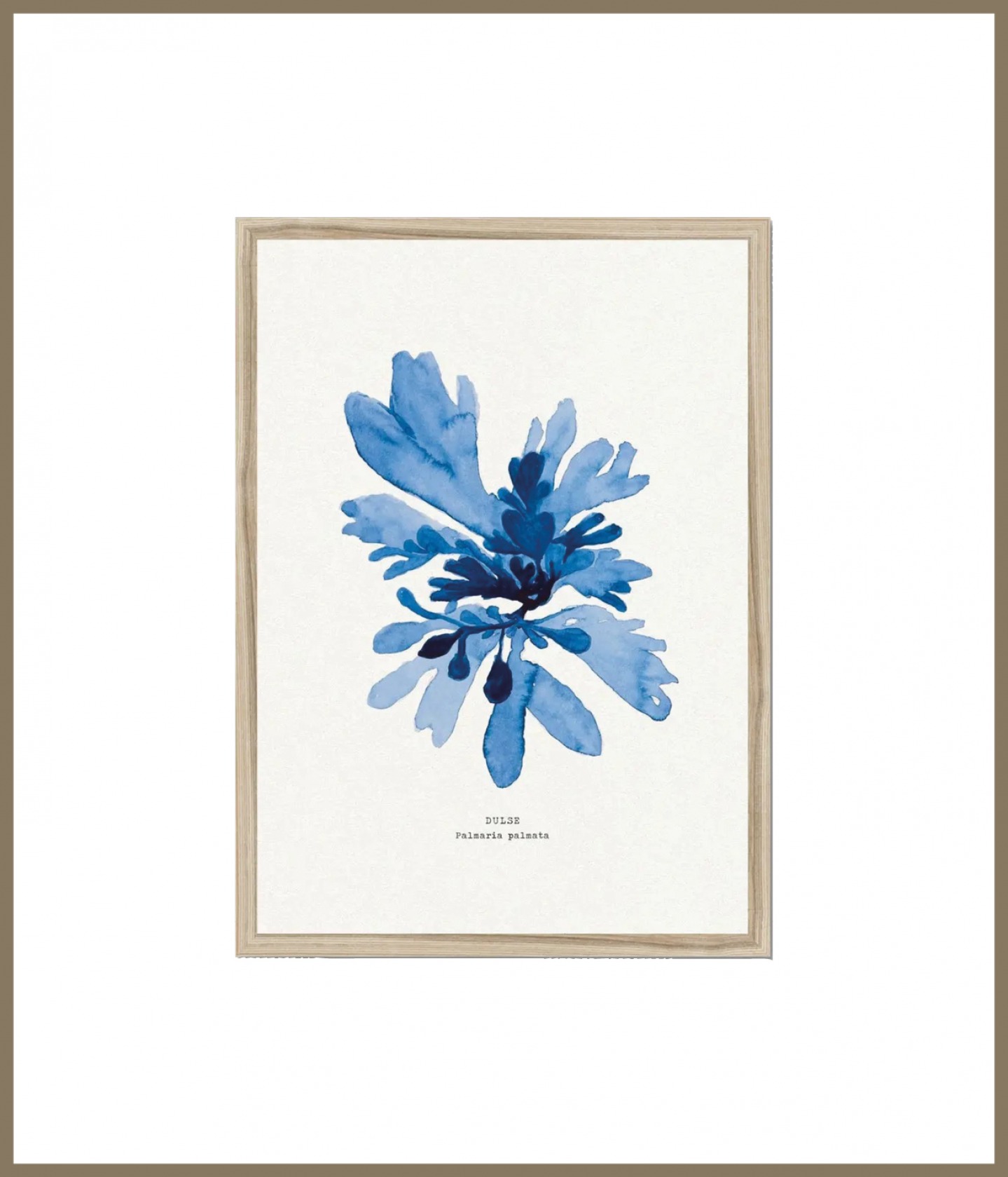 Watercolour indigo blue seaweed print
