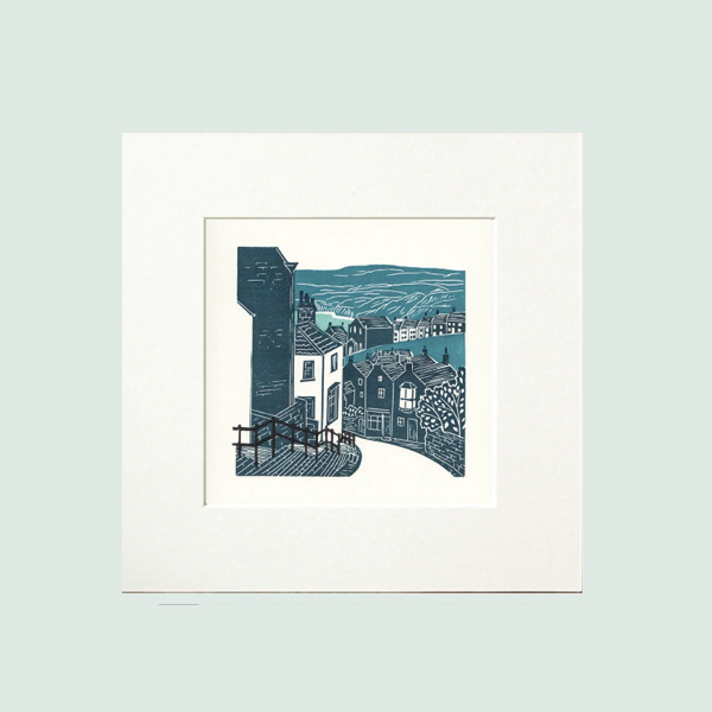 Robin Hood’s Bay II linocut print