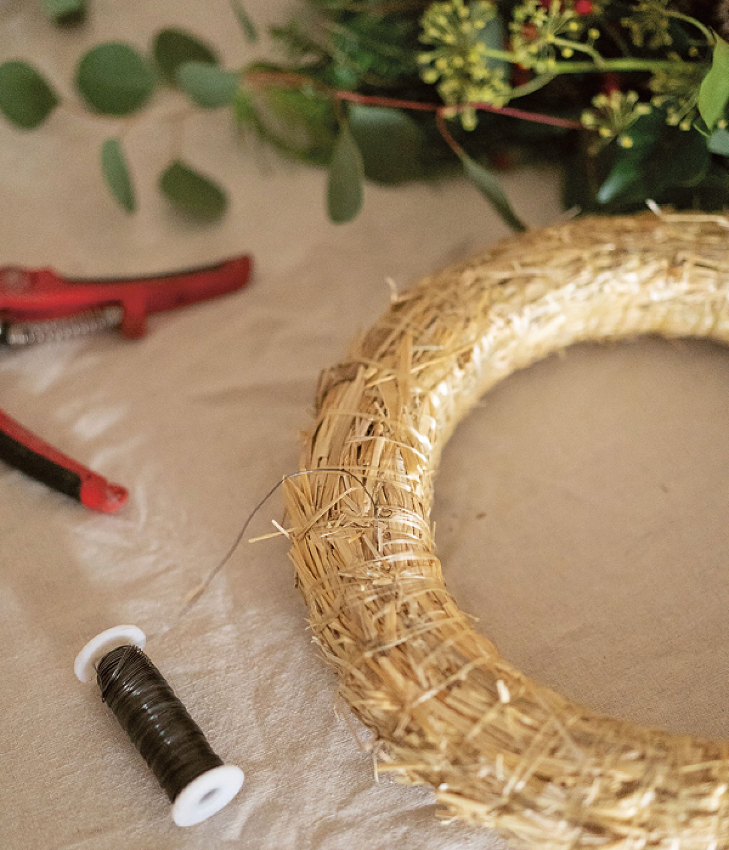 Wreath hoop and florist wire