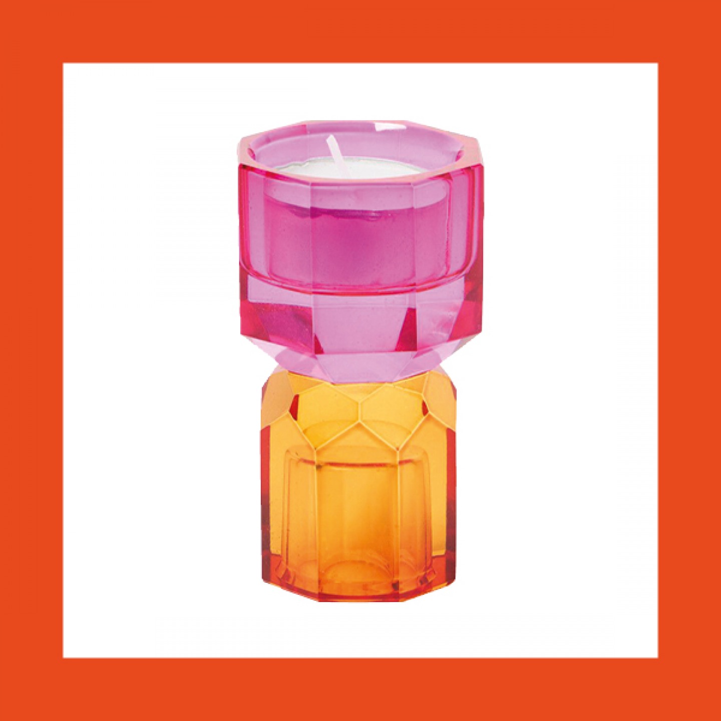 Faceted cystal tea light holder,