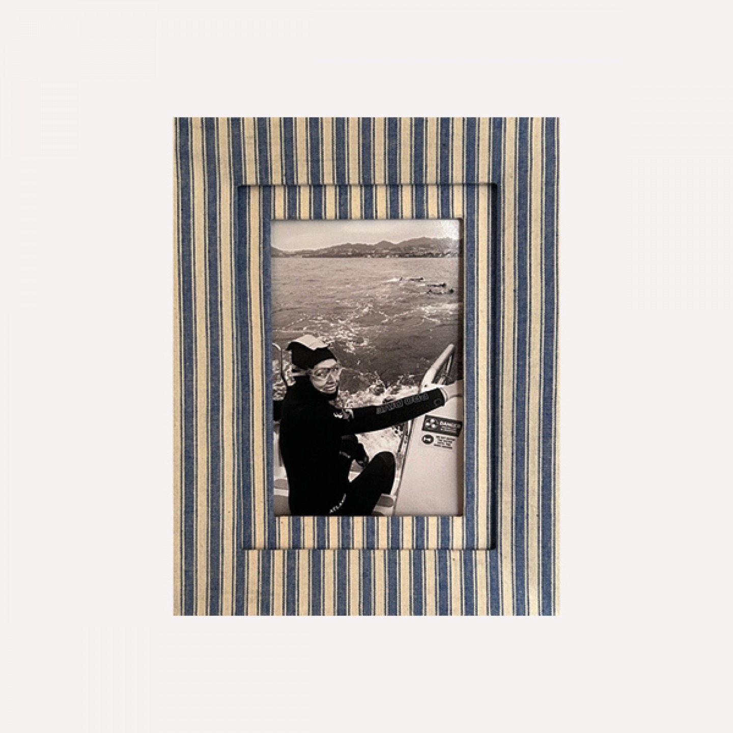Blue stripe fabric photo frame