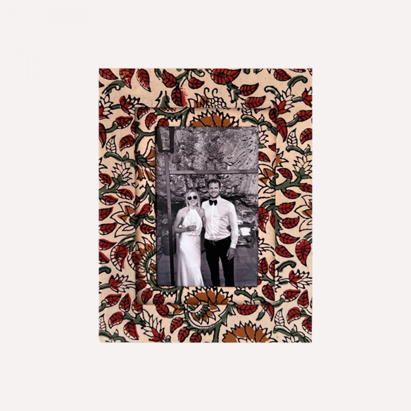 Dark floral fabric photo frame