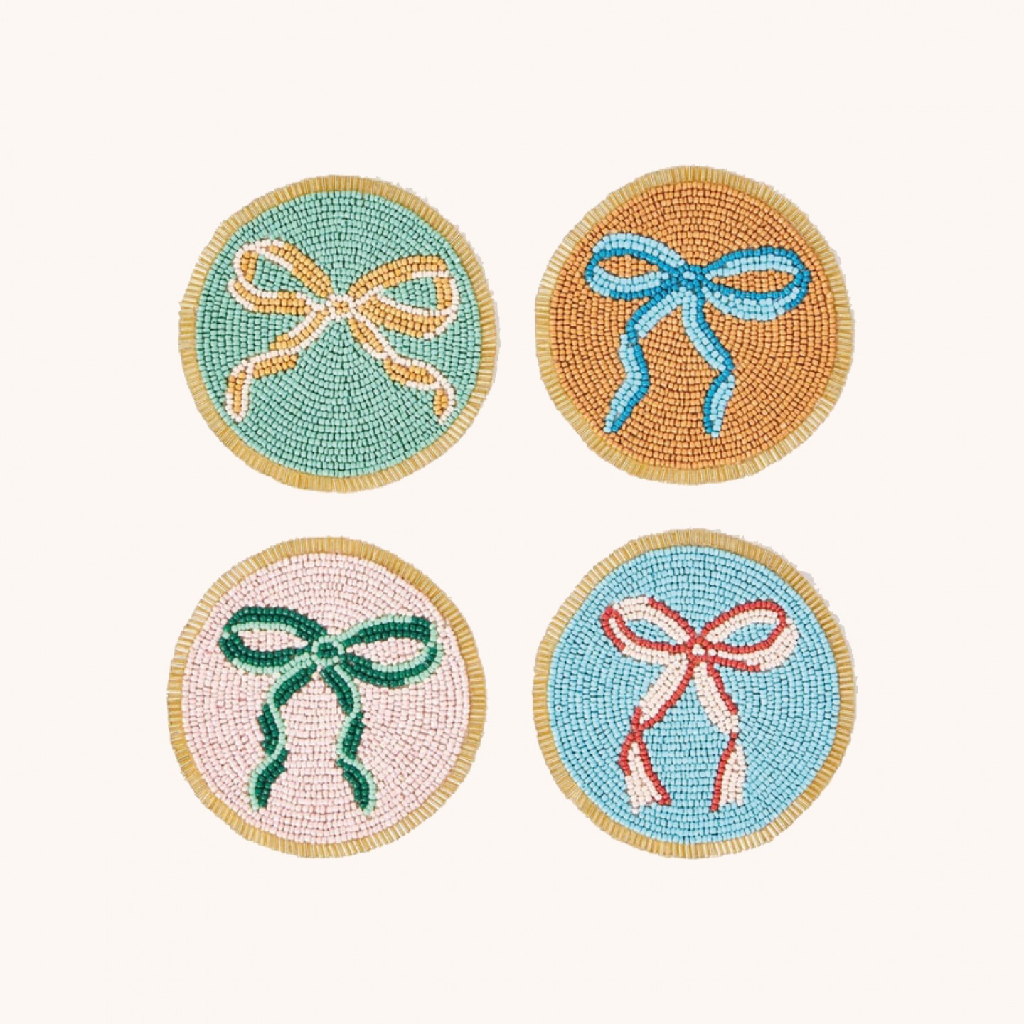 Bow beaded coasters