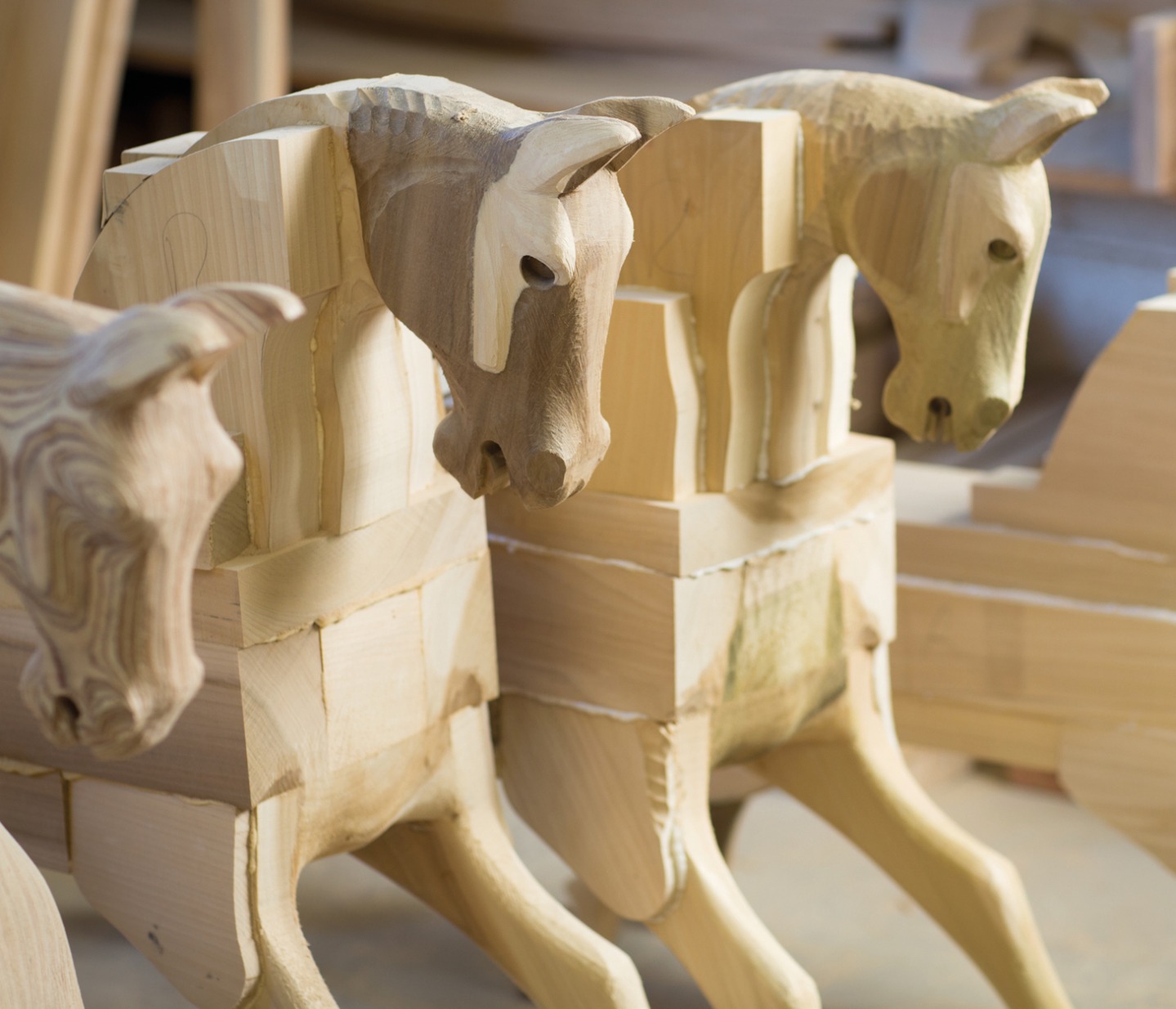 wooden rocking horses being made 