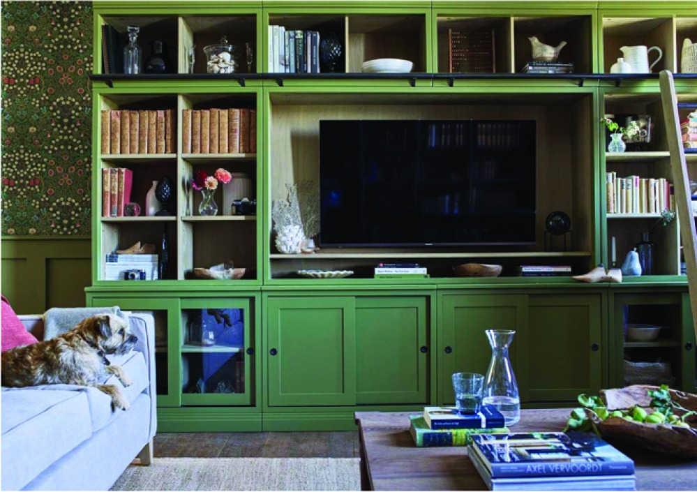 Large green dressing/tv cabinet with lots of storage