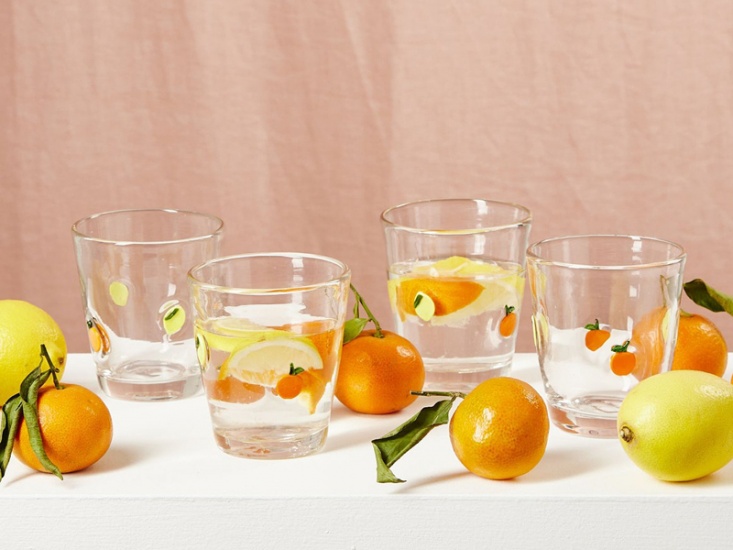 fruit painted Tumbler glasses with oranges and lemons