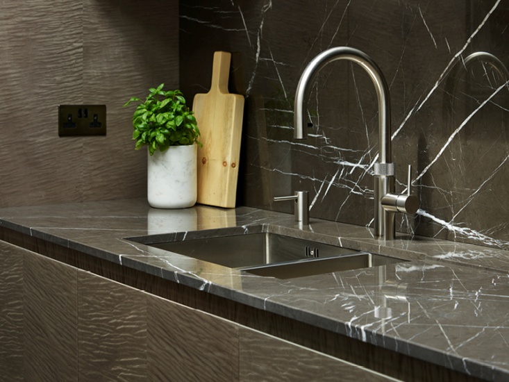 Kitchen cupboards, worktop and sink