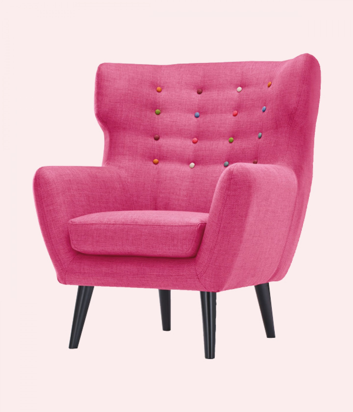 Bright pink fabric armchair