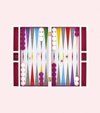 Lacquer checkerboard backgammon set