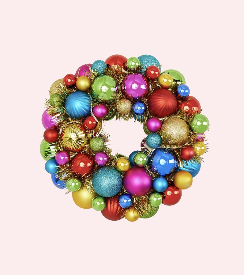 Pre-lit rainbow wreath