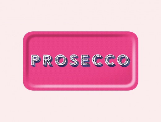 Bright pink Prosecco tray