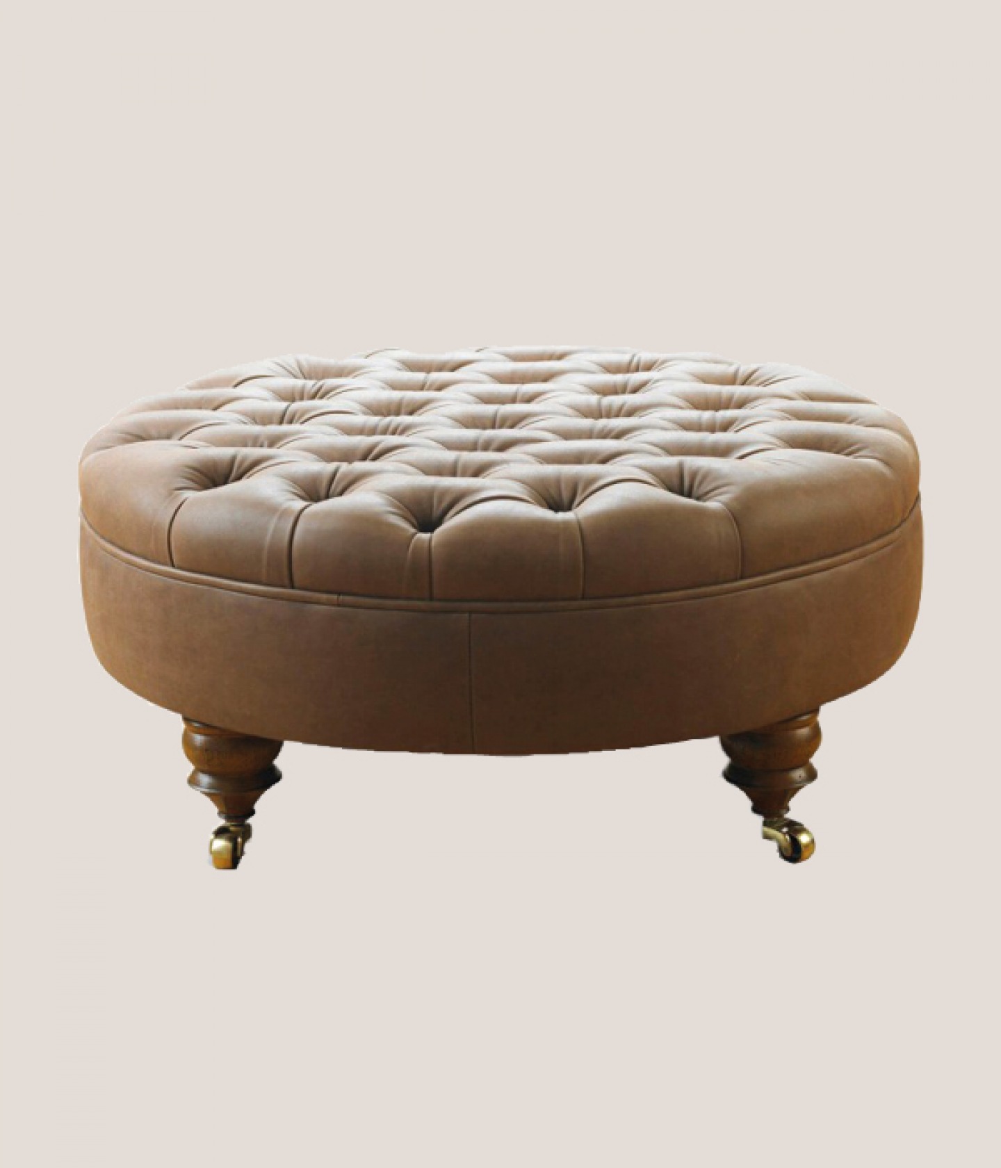 Tan Chesterfield stool