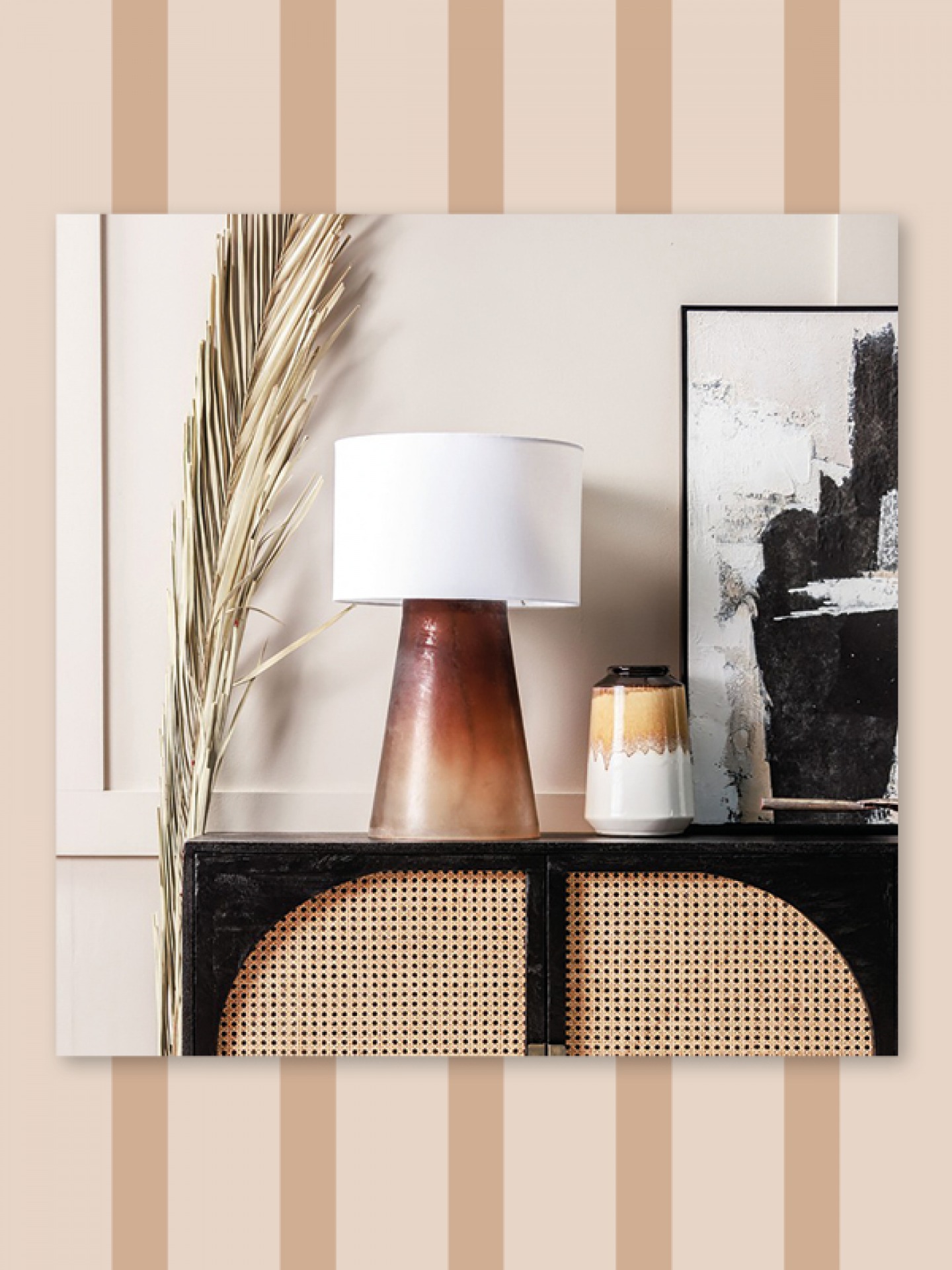 eye-catching lamp on dressed draws
