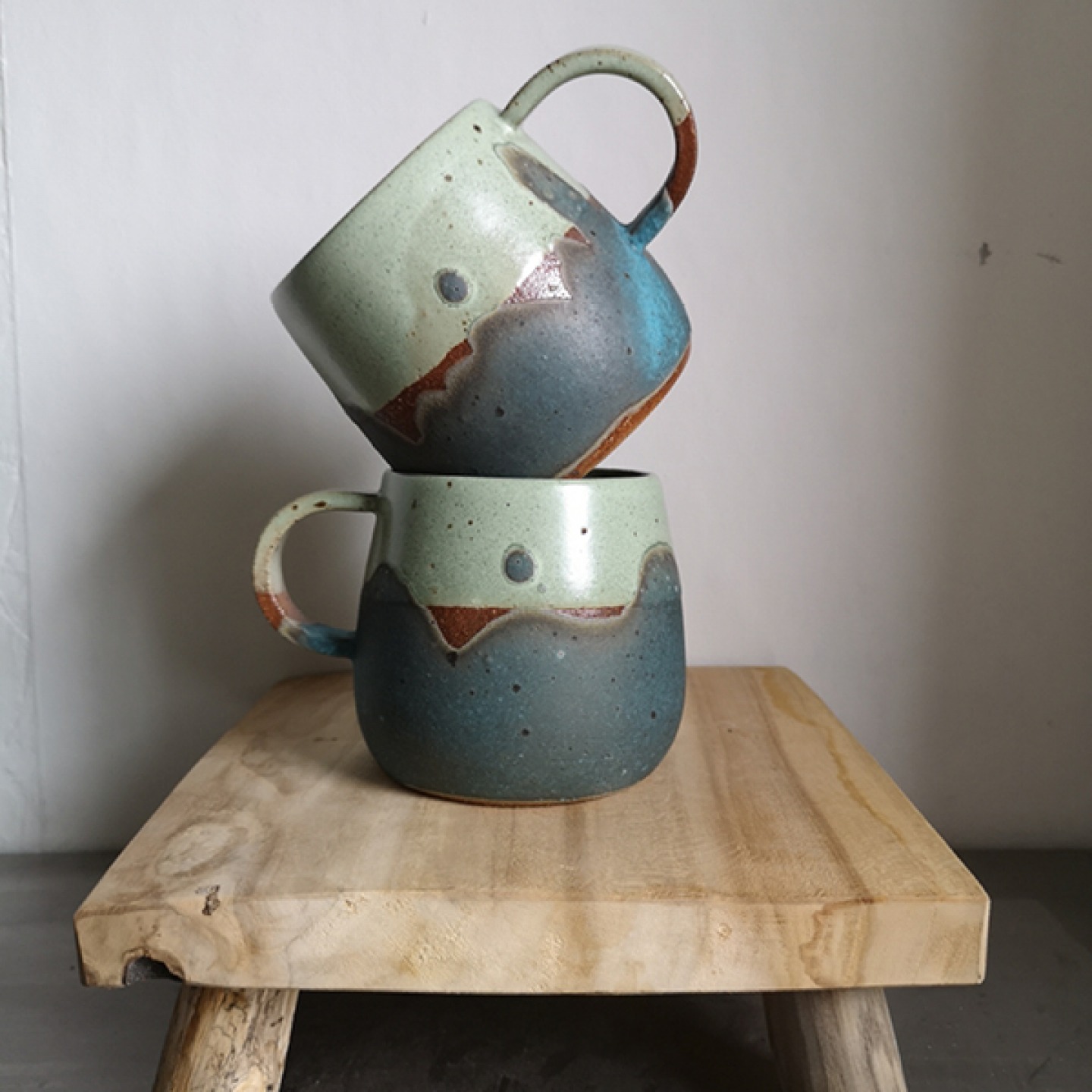 2 finished mugs stacked