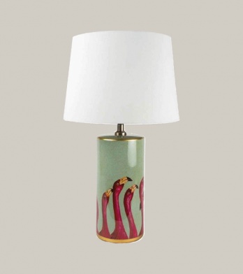 Ceramic flamingo lamp