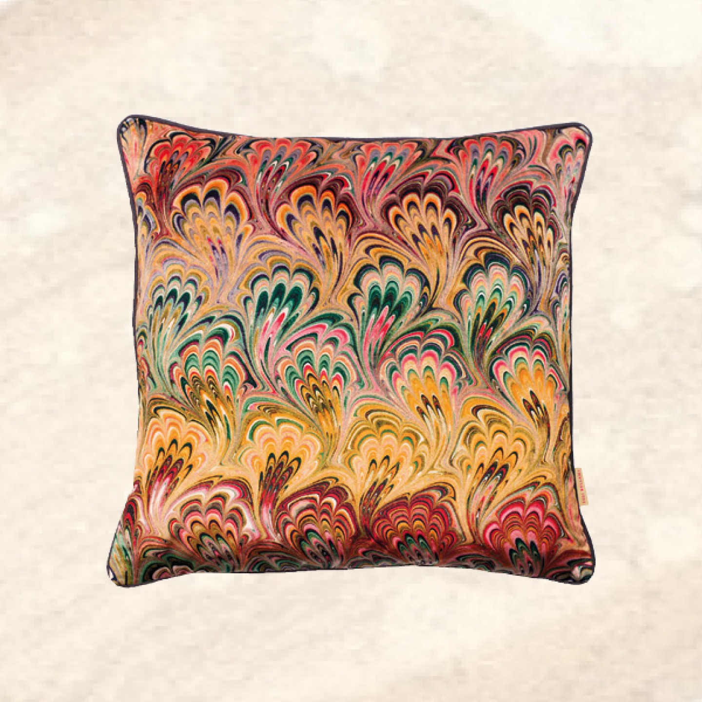 Peacock velvet marbled cushion