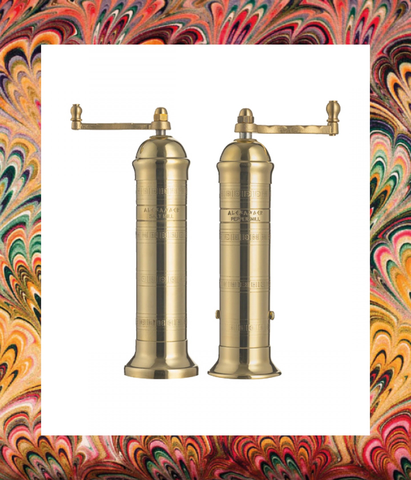 Brass salt and pepper mill set