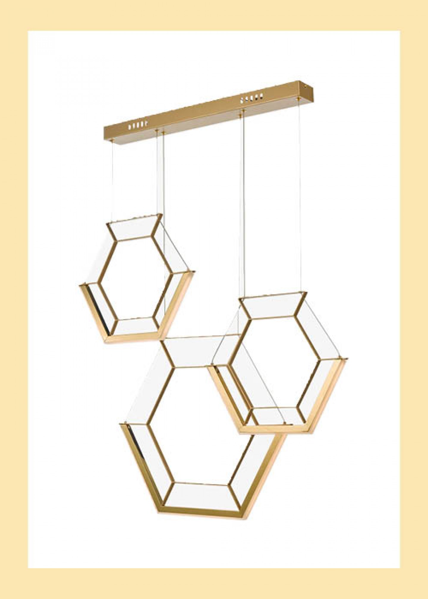 Hexagon three-light pendant