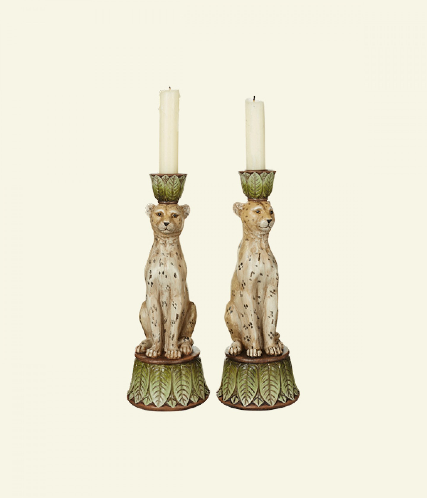 Lakadema leopard candle holders