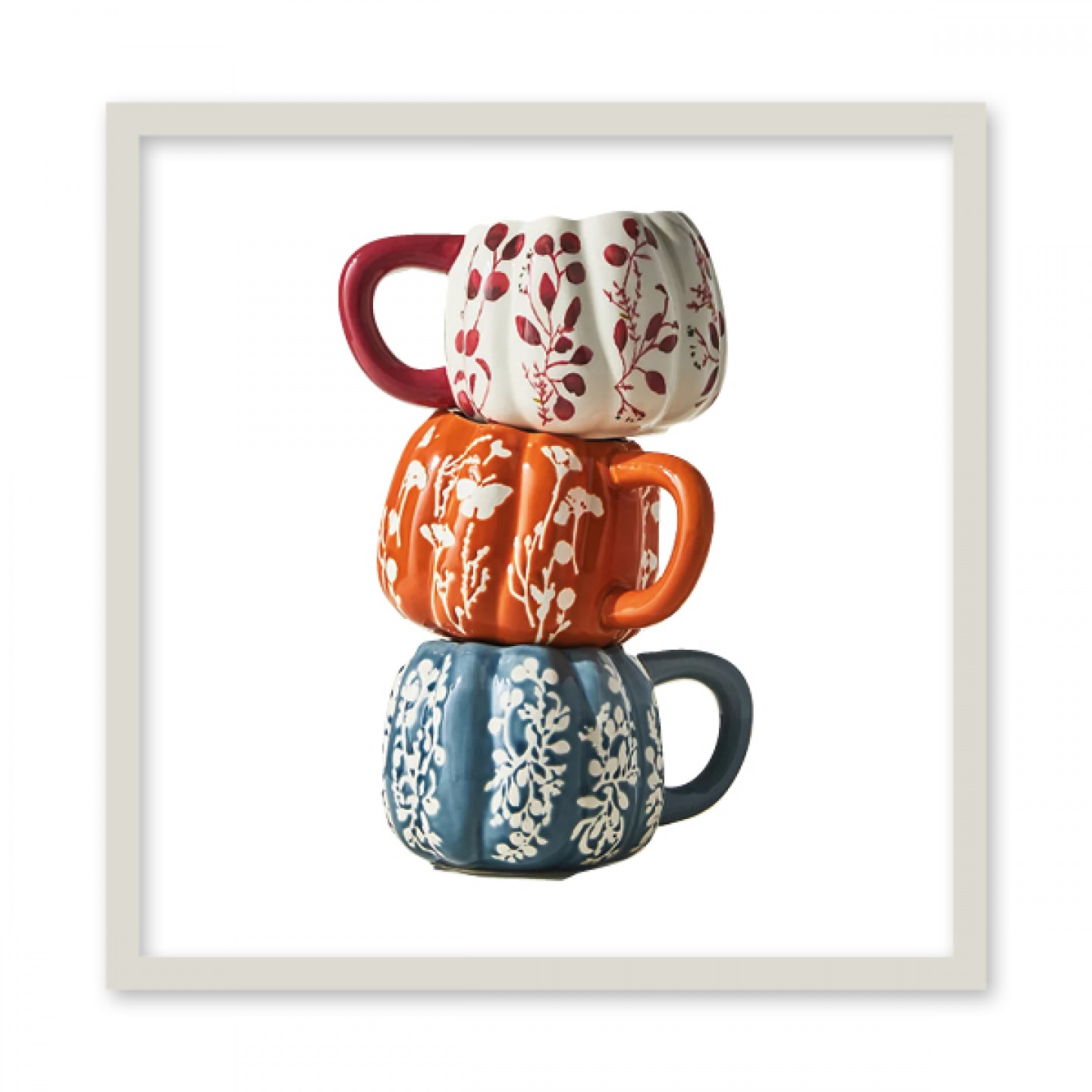 Floral pumpkin mugs