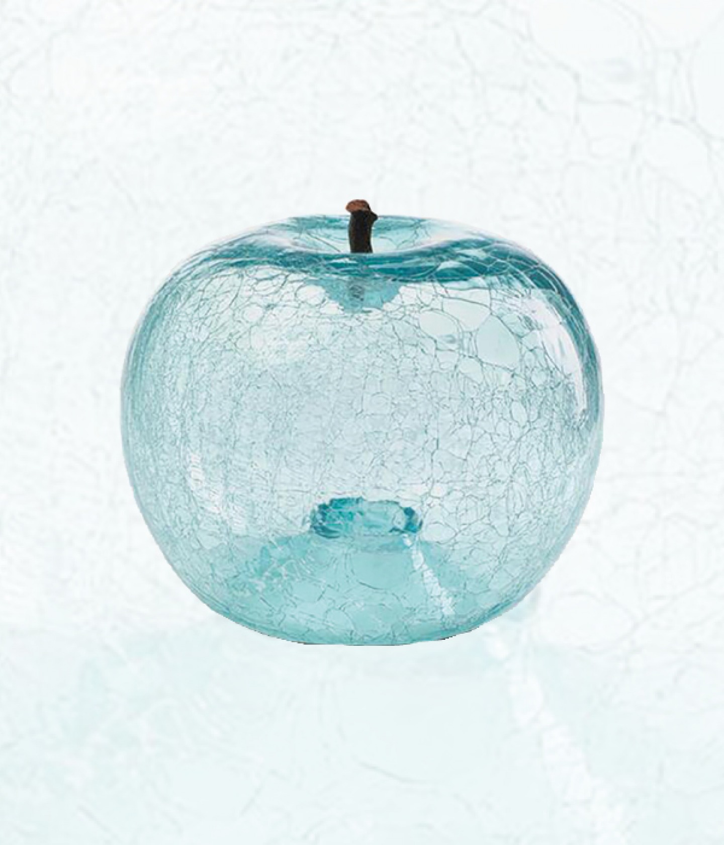 Aquamarine cracked apple sculpture