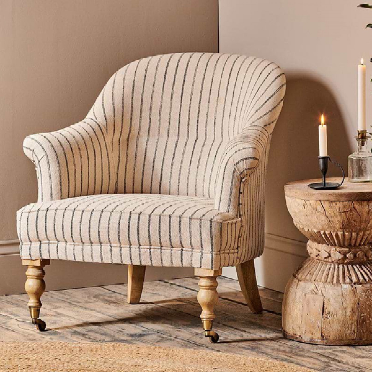 Linen stripe armchair