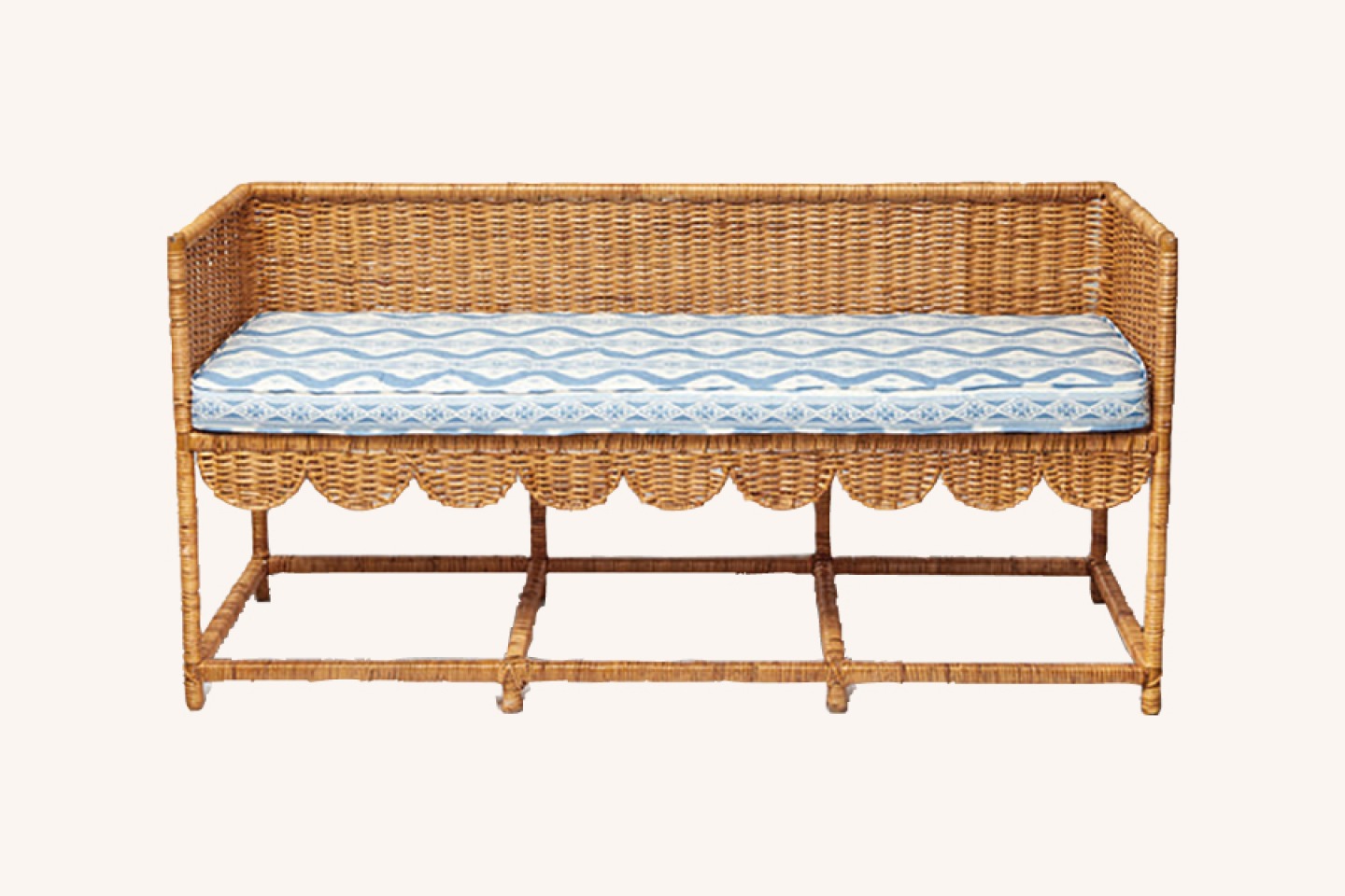 Alexandra rattan scalloped bench