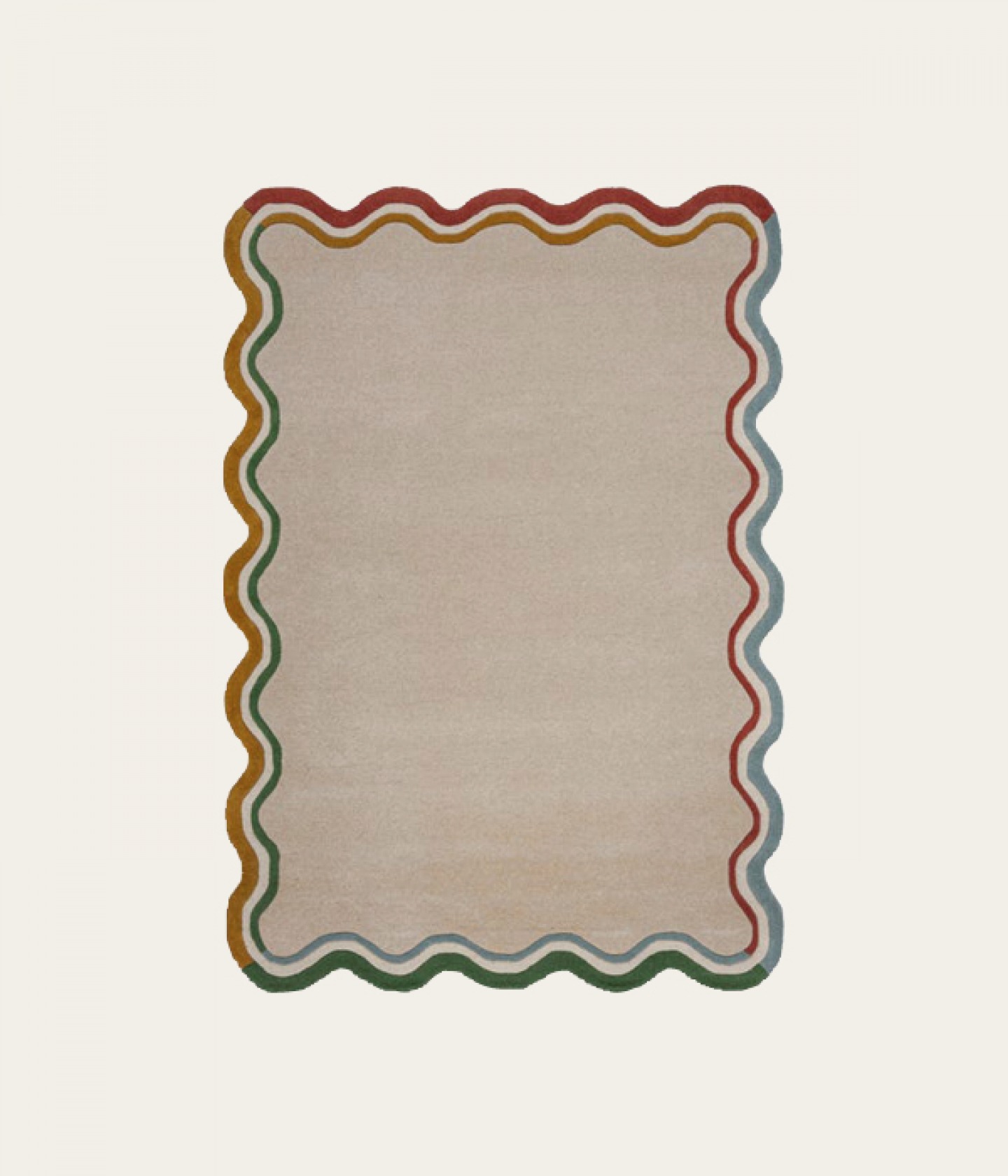 Elements wave natural border wool rug