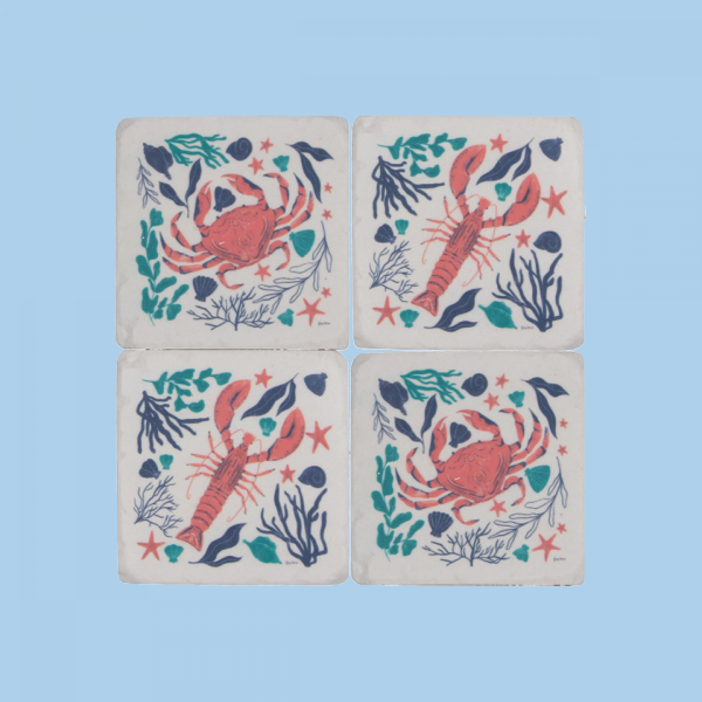 Crab and Lobster resin coasters