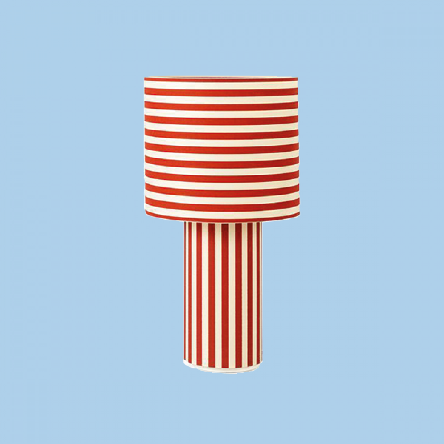 red and white striped fabric table lamp