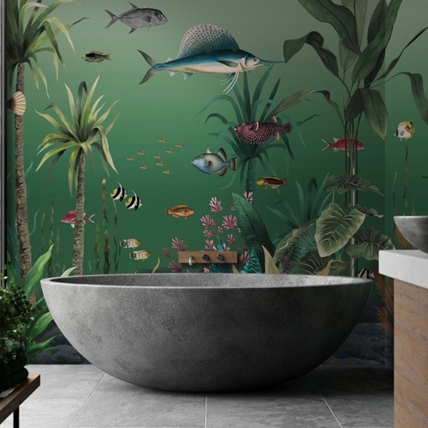 Technicolour Aquarium mural paper