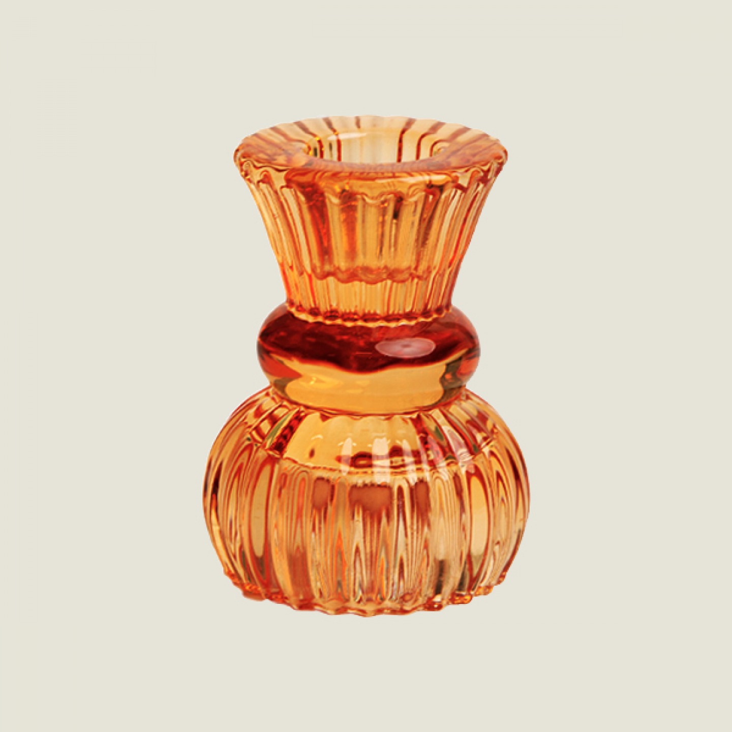 Orange glass candle holder