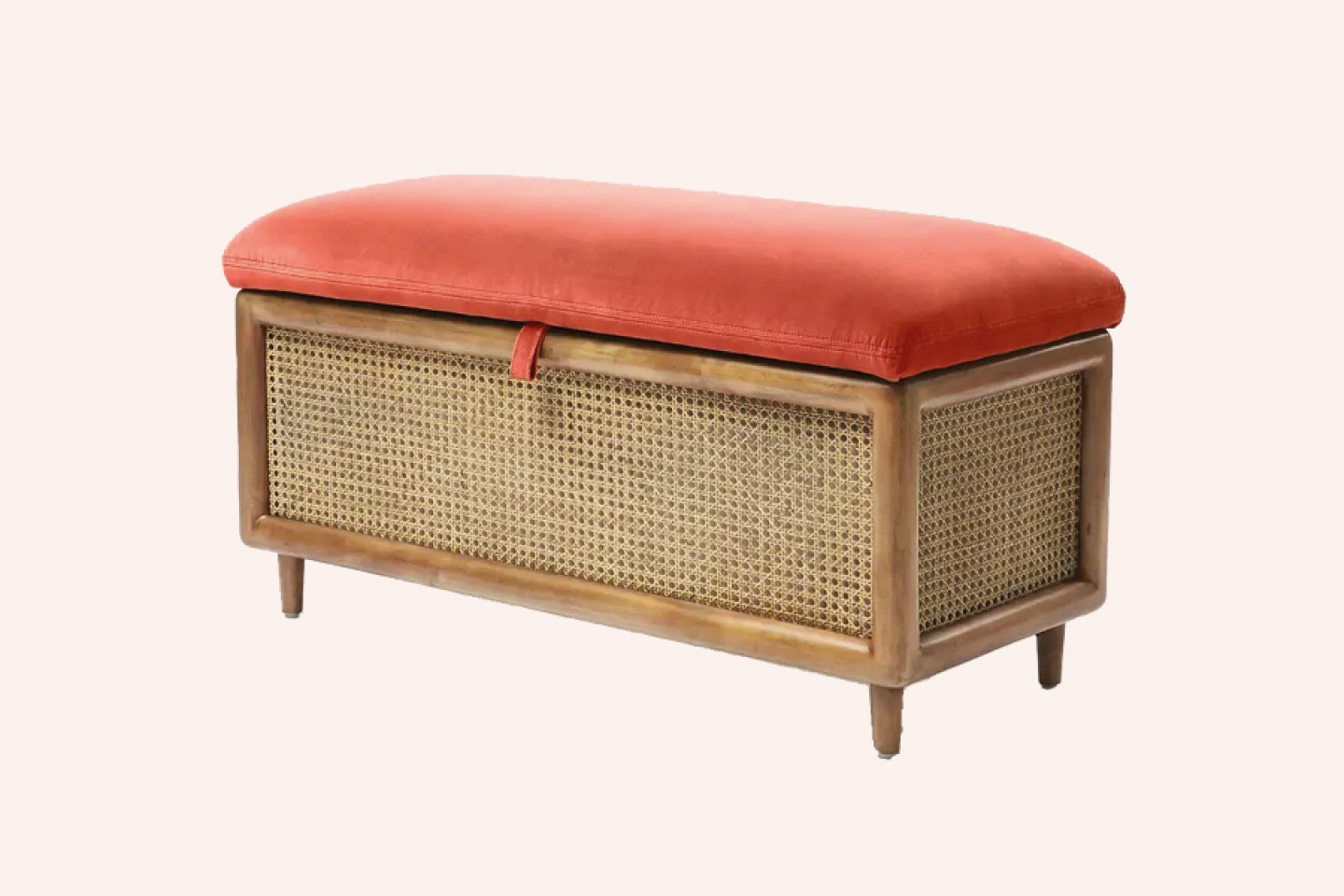 Loha velvet and rattan ottoman