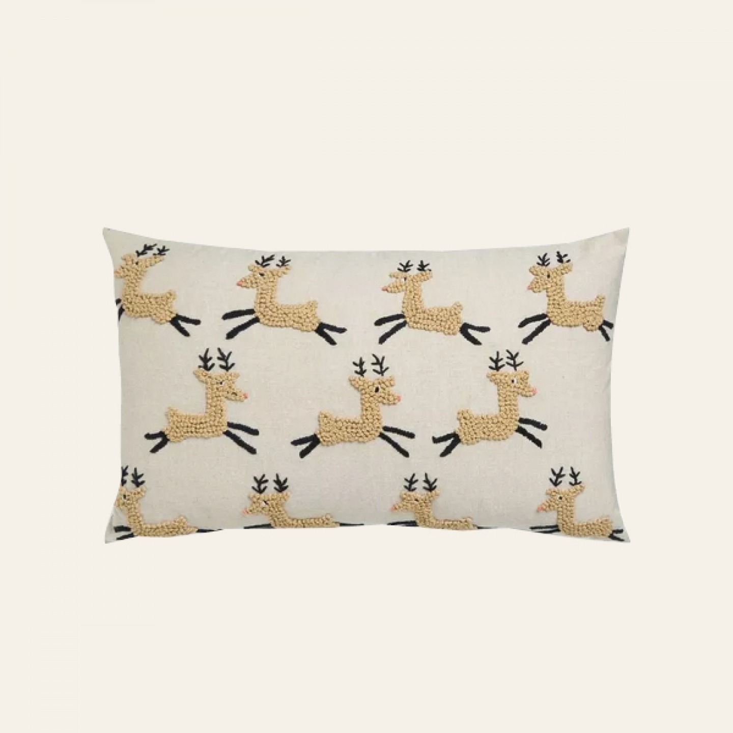 French knot reindeer cushion