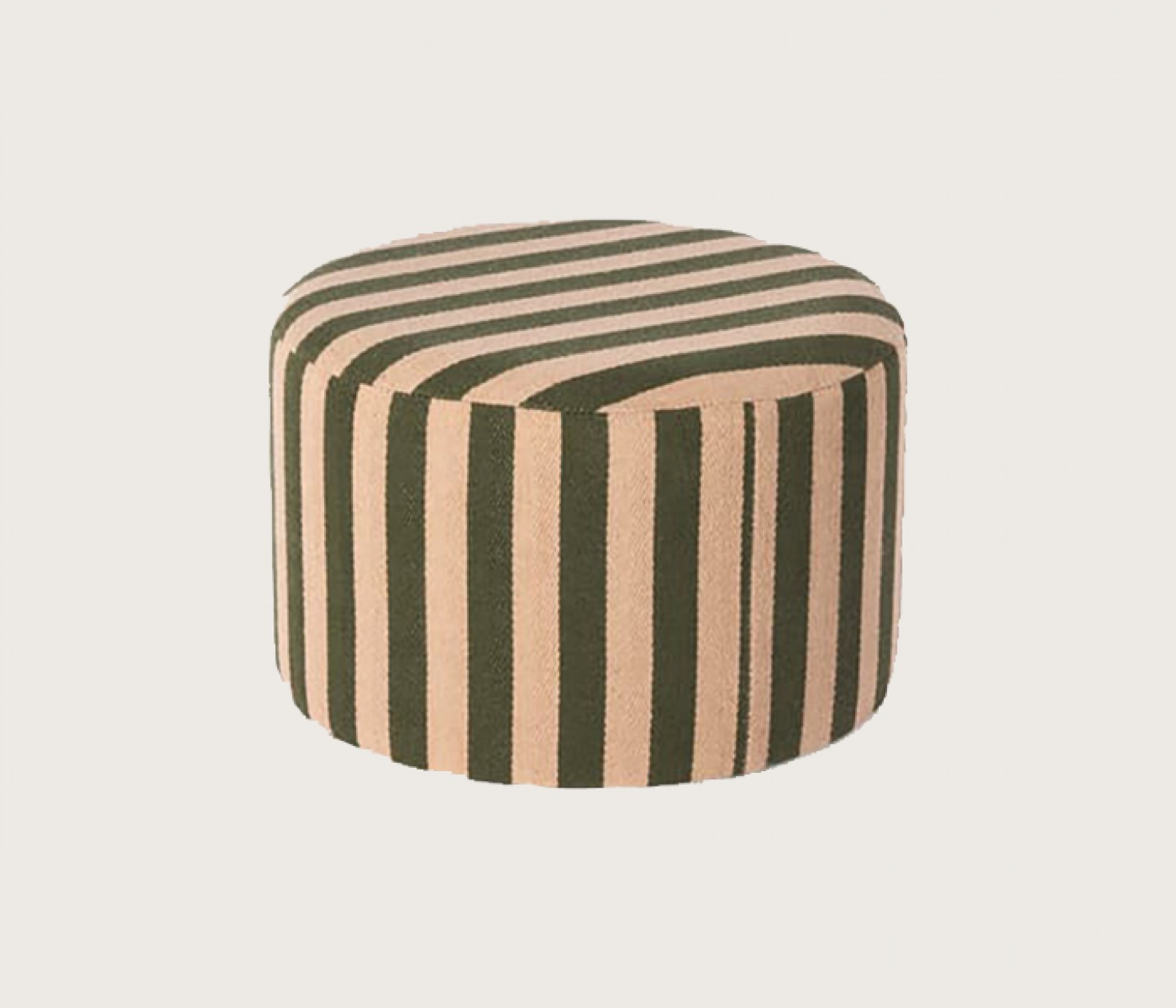 Green and beige striped Pouffe