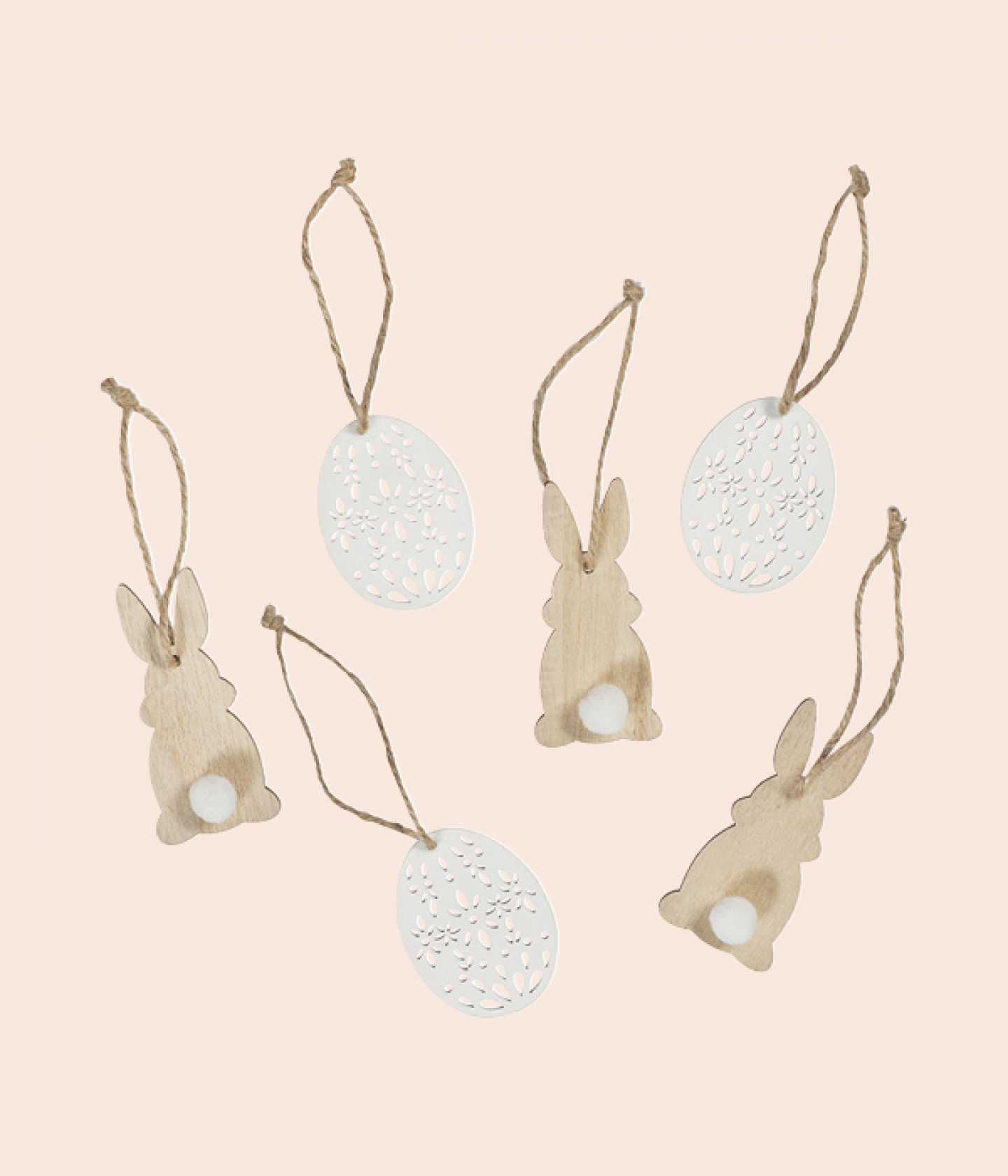 Wooden bunny and egg decorations
