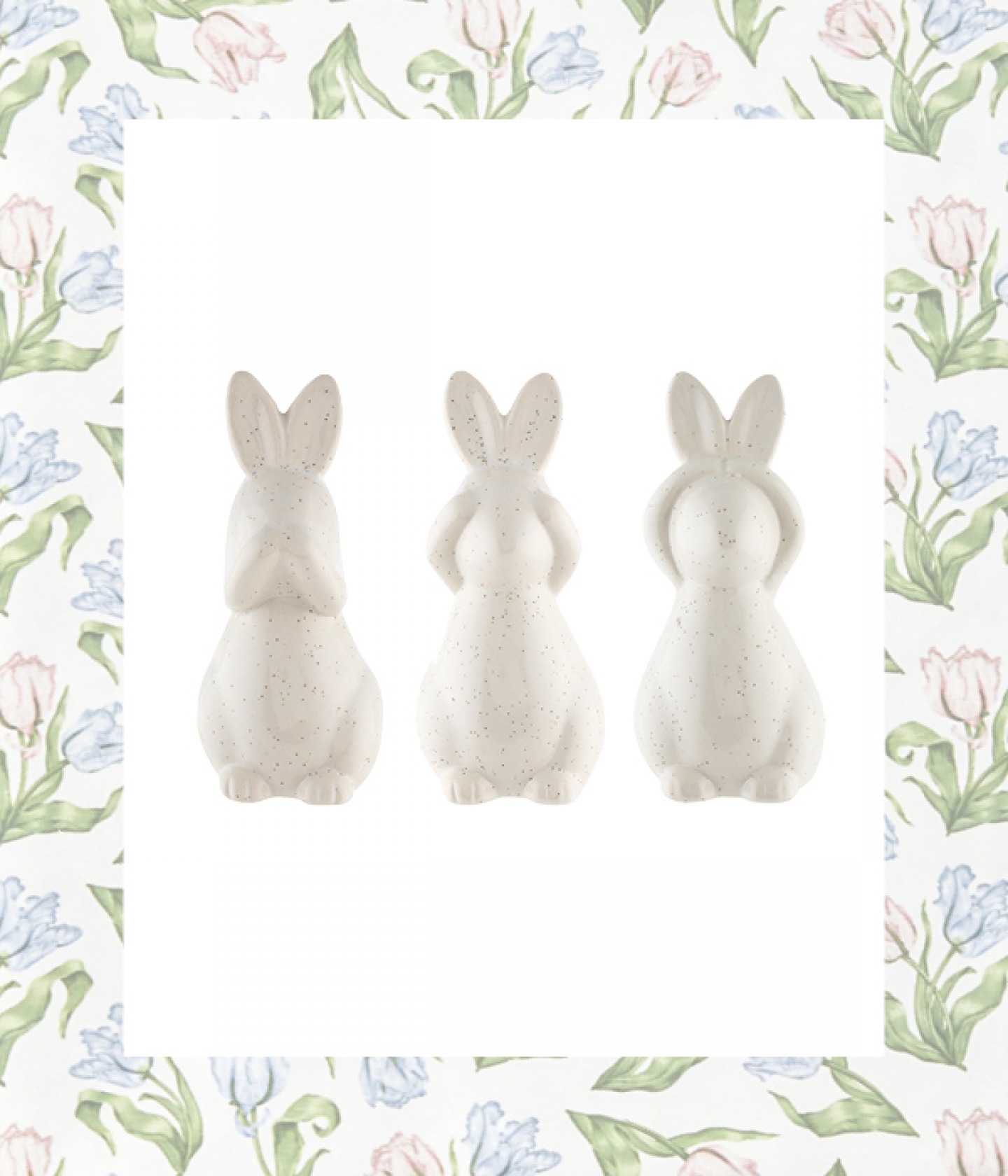 See, Speak, Hear ceramic bunnies