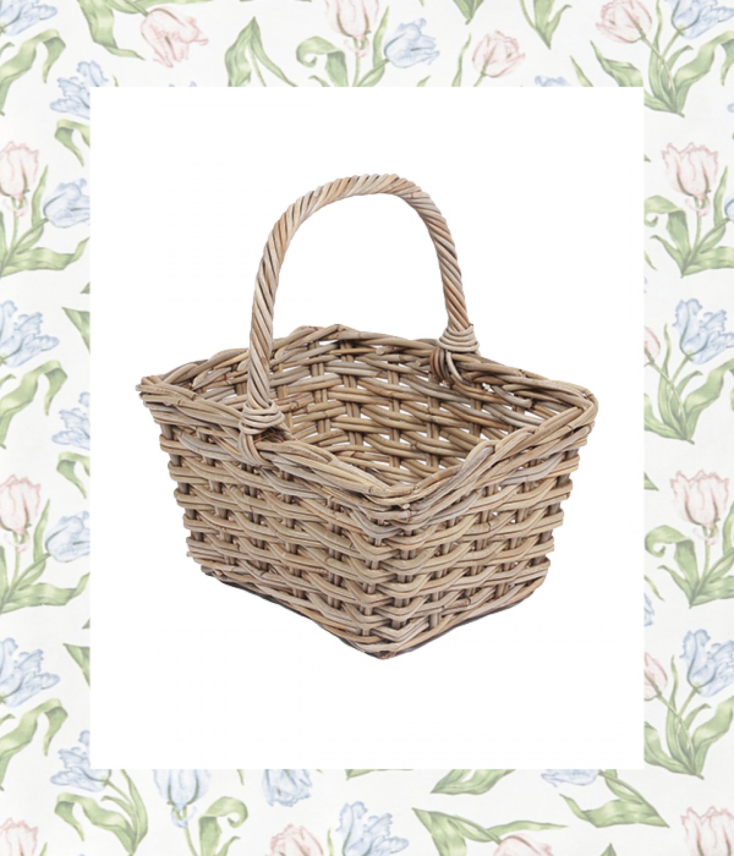 Wicker square flower basket