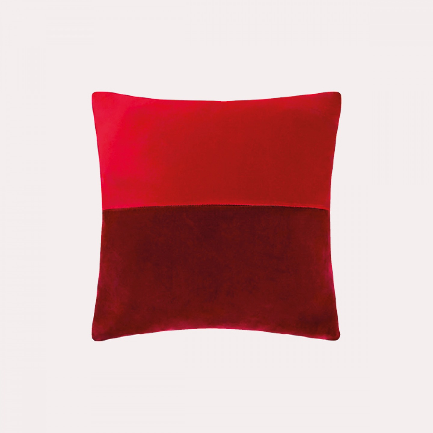 Red velvet feather-filled cushion