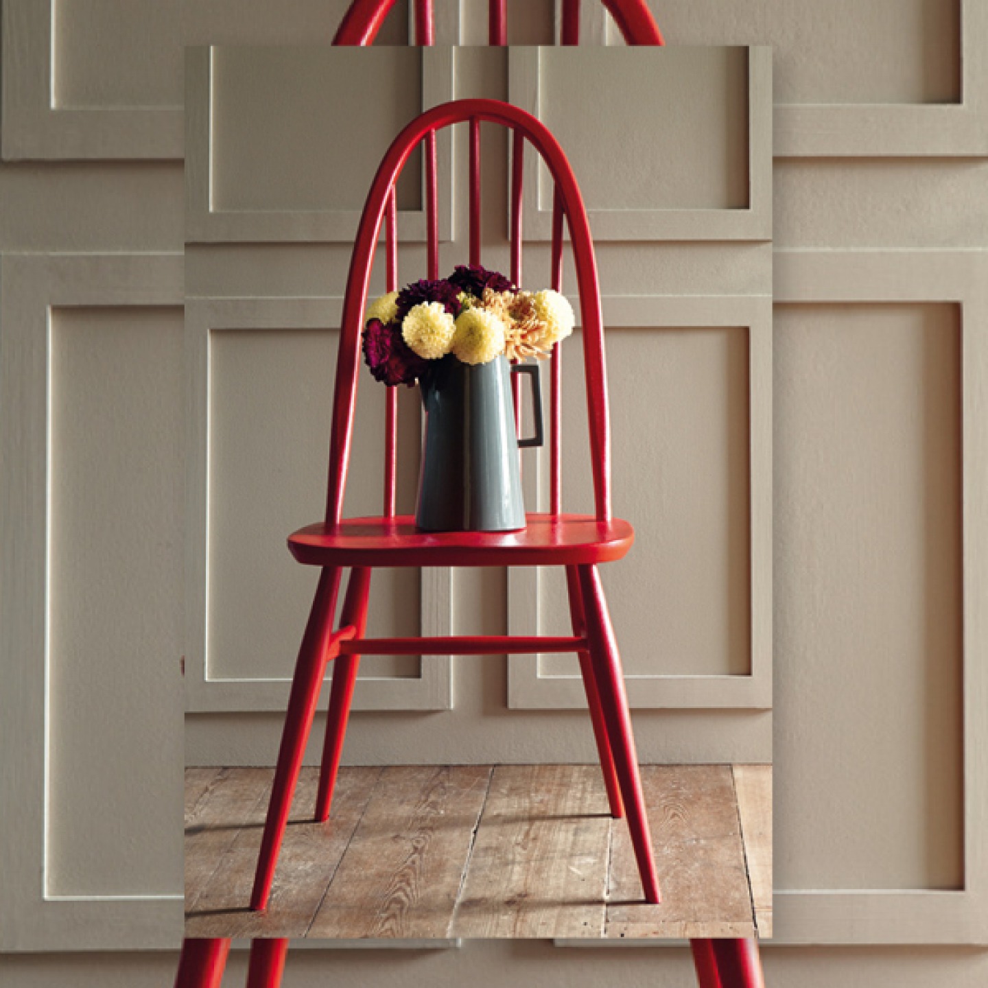 wooden chair paint in Atomic Red