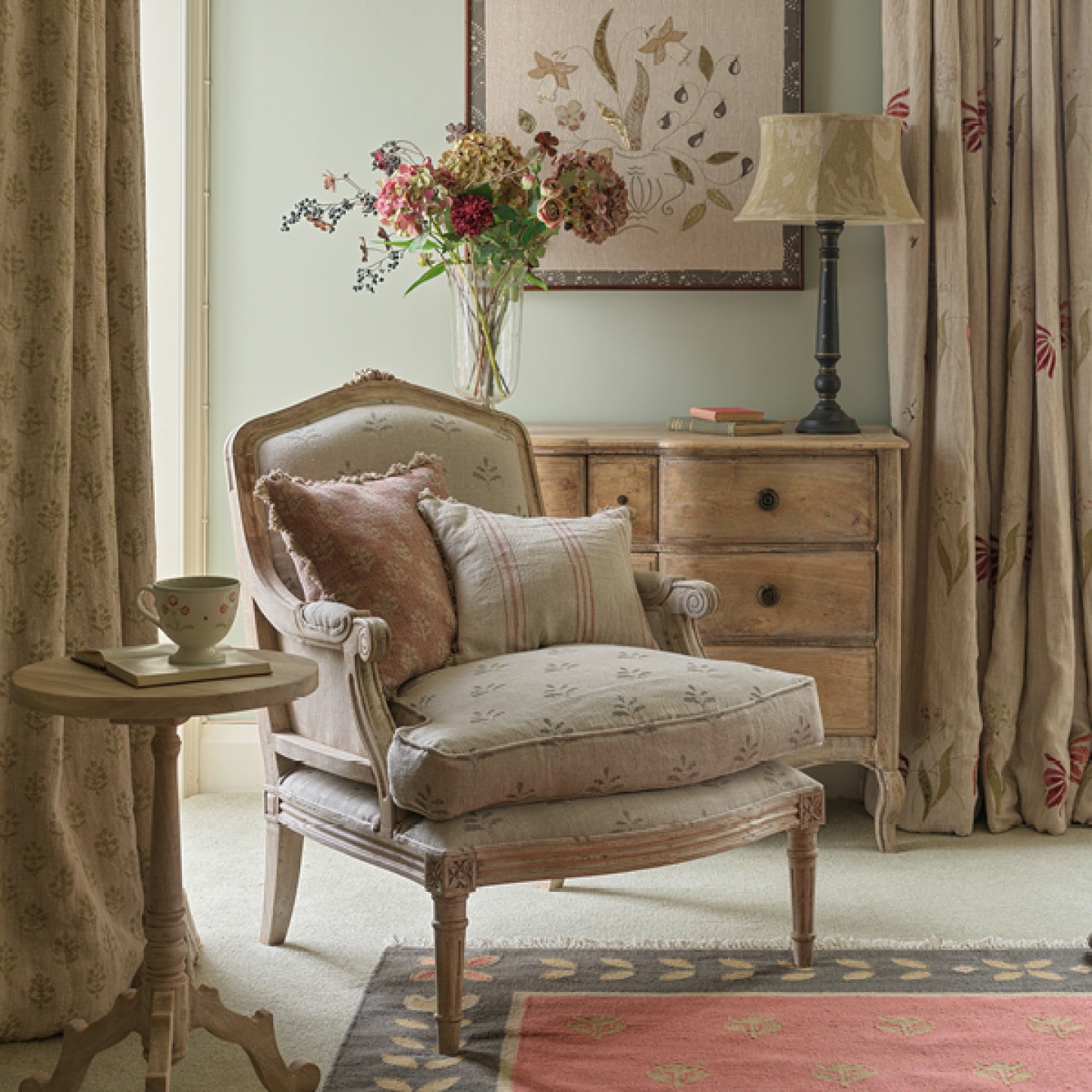 upholstered armchair in a traditional room