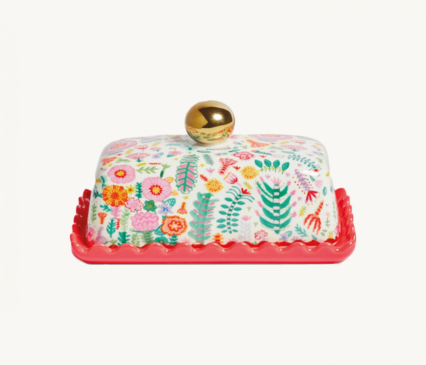 Multi floral butter dish