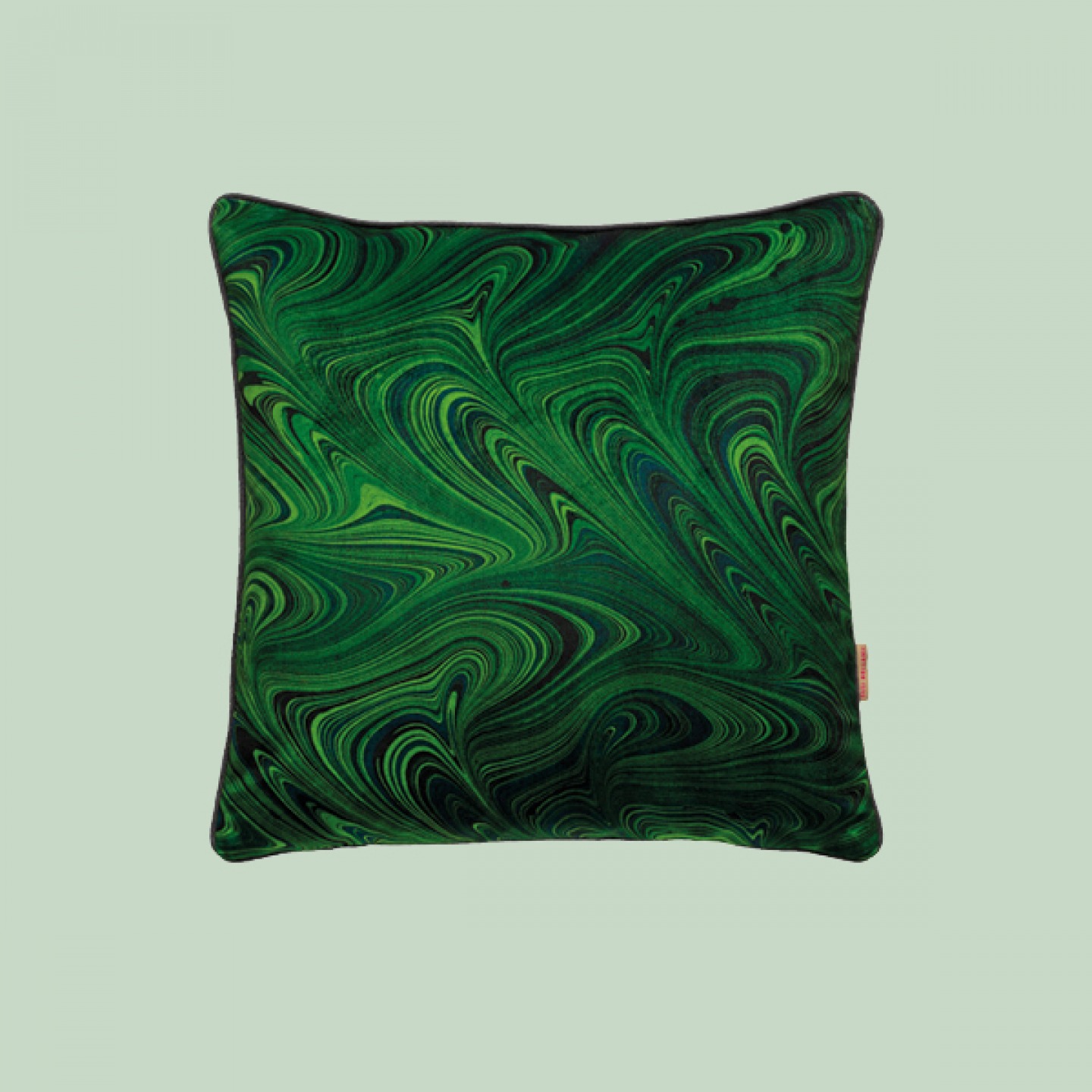 Malachite marbled square velvet cushion
