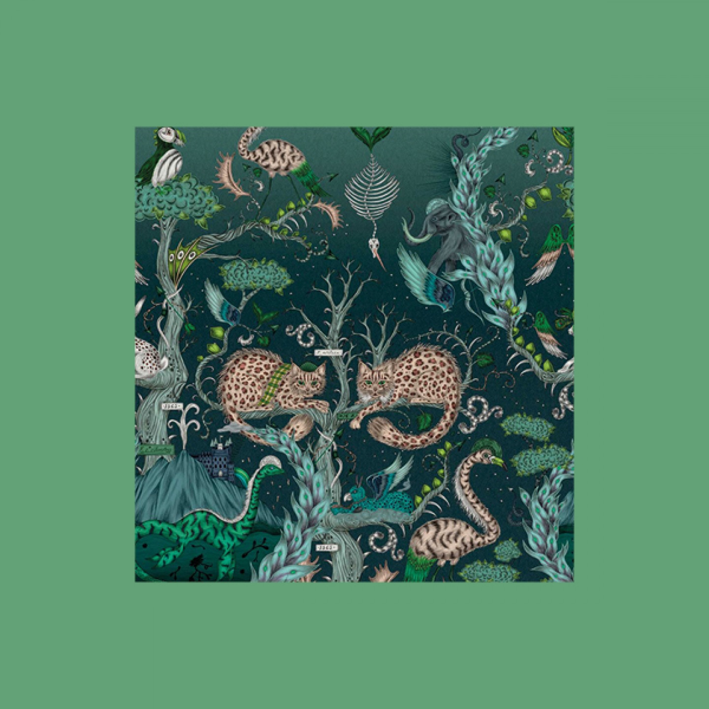 Highland Wonder panel wallpaper in Lagoon