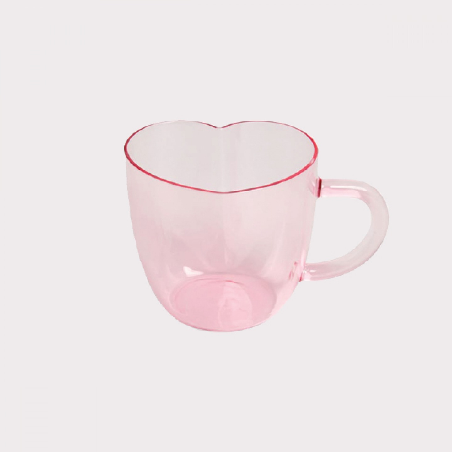 Pink heart-shaped glass mug